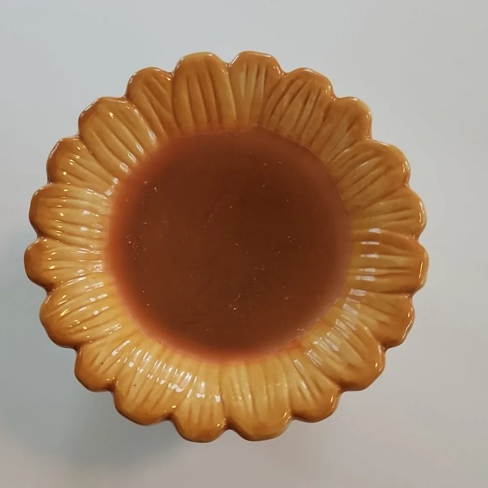 Colors of Autumn Ceramic Candle Holder - Green and Copper Sunower Design